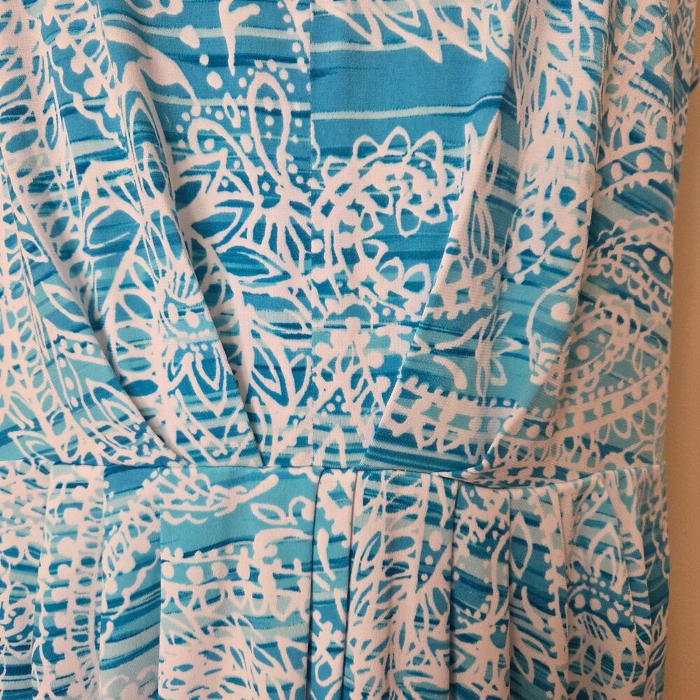 NWT Jones New York XL Jersey Pullover Sleeveless Summer Dress Turquoise White - Picture 4 of 16